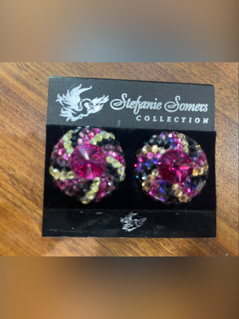 Vintage Stefanie Somers Round Spiral Pavé Clip Earrings